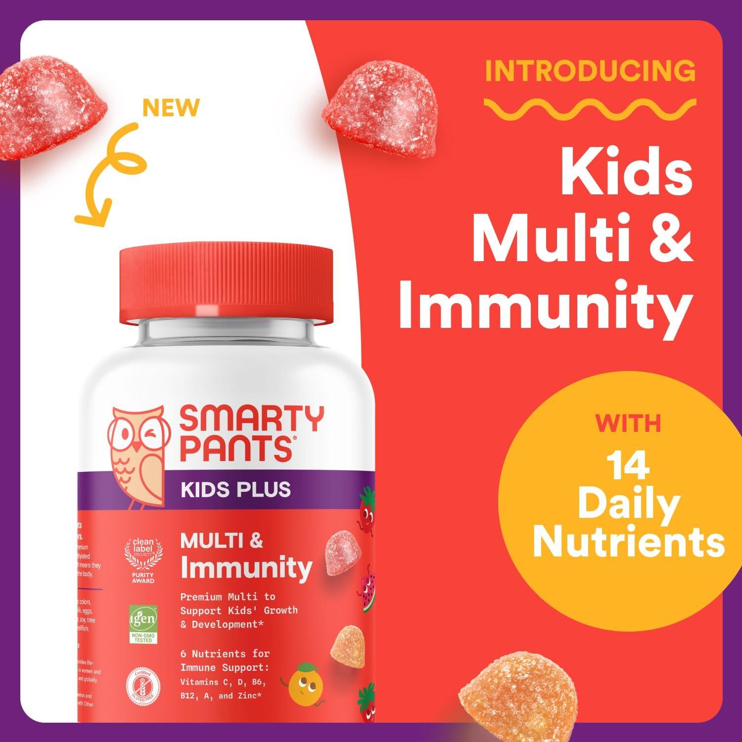 image:imageSmartyPants Kids Immunity Elderberry Gummies Kids Immune Support Supplement Vitamin C Vitamin D Vitamins B6 amp B12 and Zinc Gluten Free Elderberry Flavor 60 Count 30 Day SupplyMulti Immunity