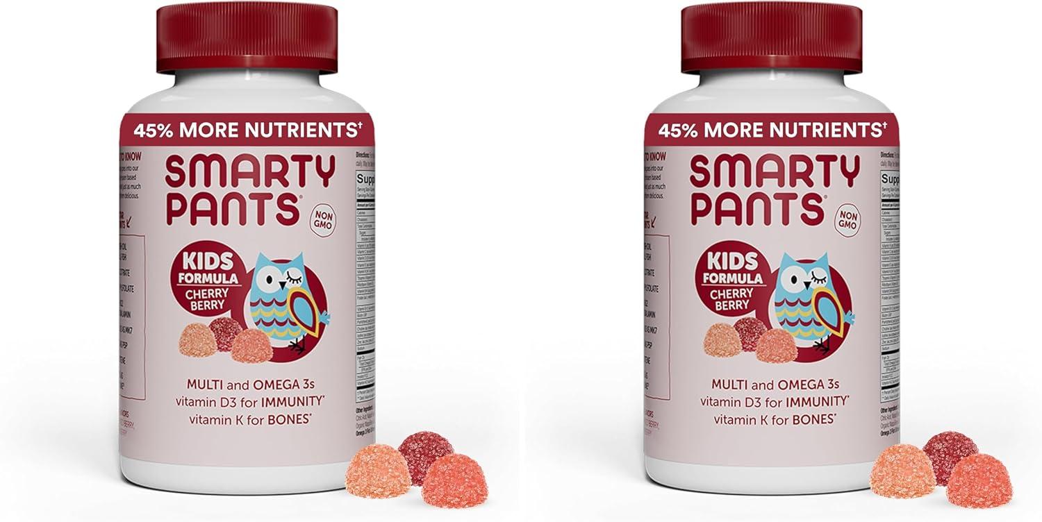 image:imageSmartyPants Kids Multivitamin Gummies with Omega 3 DHAEPA Vitamins D3 C B12 B6 A K and Zinc Gluten Free Clean Label Three Fruit Flavors 60 Gummies 30 Day SupplyCherr Berry OLD