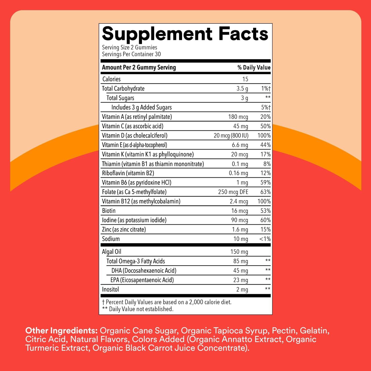 image:imageSmartyPants Kids Multivitamin Gummies with Omega 3 DHAEPA Vitamins D3 C B12 B6 A K and Zinc Gluten Free Clean Label Three Fruit Flavors 60 Gummies 30 Day SupplyThree Fruit NEW
