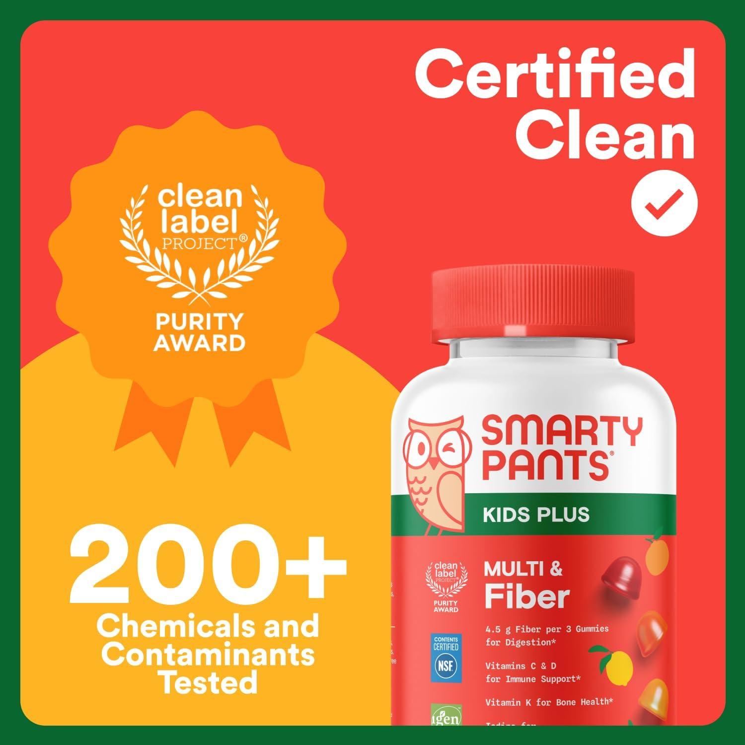 image:imageSmartyPants Kids Multivitamin amp Fiber Gummies Prebiotic Fiber to Support Kids Digestion with Vitamin D3 C Vitamin B12 B6 A Zinc Biotin Folate Three Fruit Flavors 90 Count 30 Day SupplyNew Formula