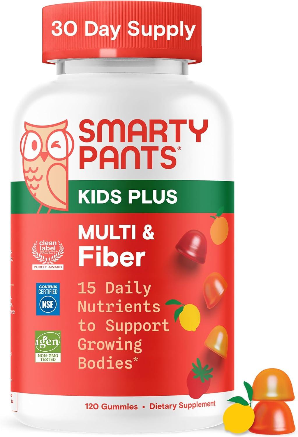 image:imageSmartyPants Kids Multivitamin amp Fiber Gummies Prebiotic Fiber to Support Kids Digestion with Vitamin D3 C Vitamin B12 B6 A Zinc Biotin Folate Three Fruit Flavors 90 Count 30 Day SupplyNew Formula