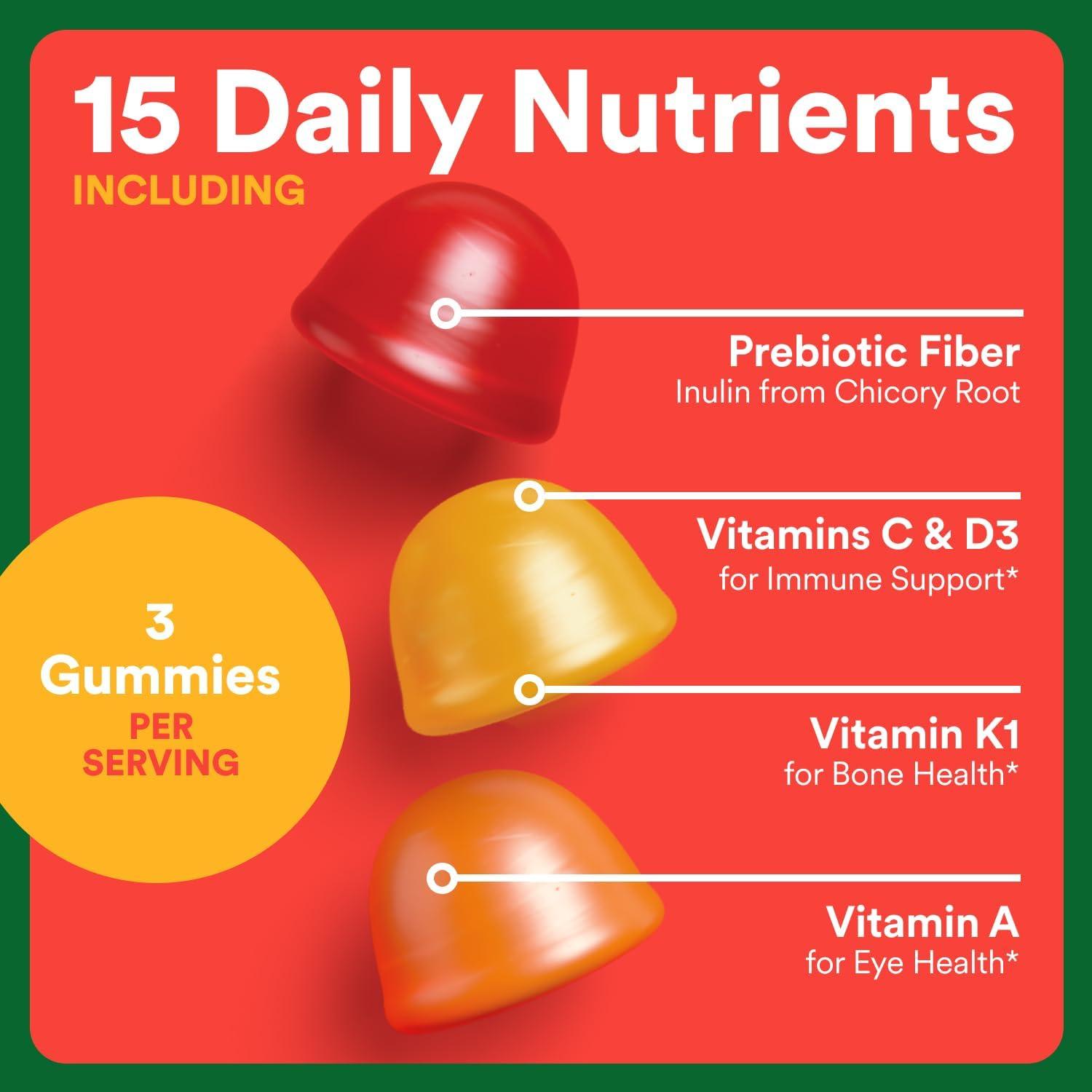 image:imageSmartyPants Kids Multivitamin amp Fiber Gummies Prebiotic Fiber to Support Kids Digestion with Vitamin D3 C Vitamin B12 B6 A Zinc Biotin Folate Three Fruit Flavors 90 Count 30 Day SupplyNew Formula