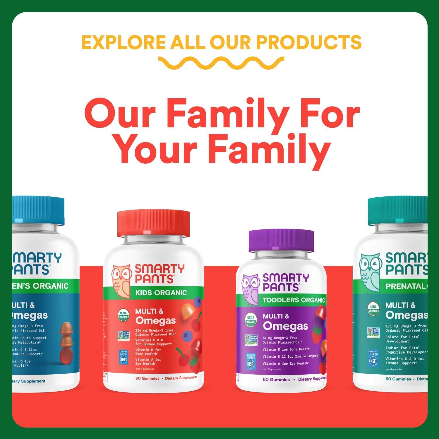 image:imageSmartyPants Kids Multivitamin amp Fiber Gummies Prebiotic Fiber to Support Kids Digestion with Vitamin D3 C Vitamin B12 B6 A Zinc Biotin Folate Three Fruit Flavors 90 Count 30 Day SupplyNew Formula