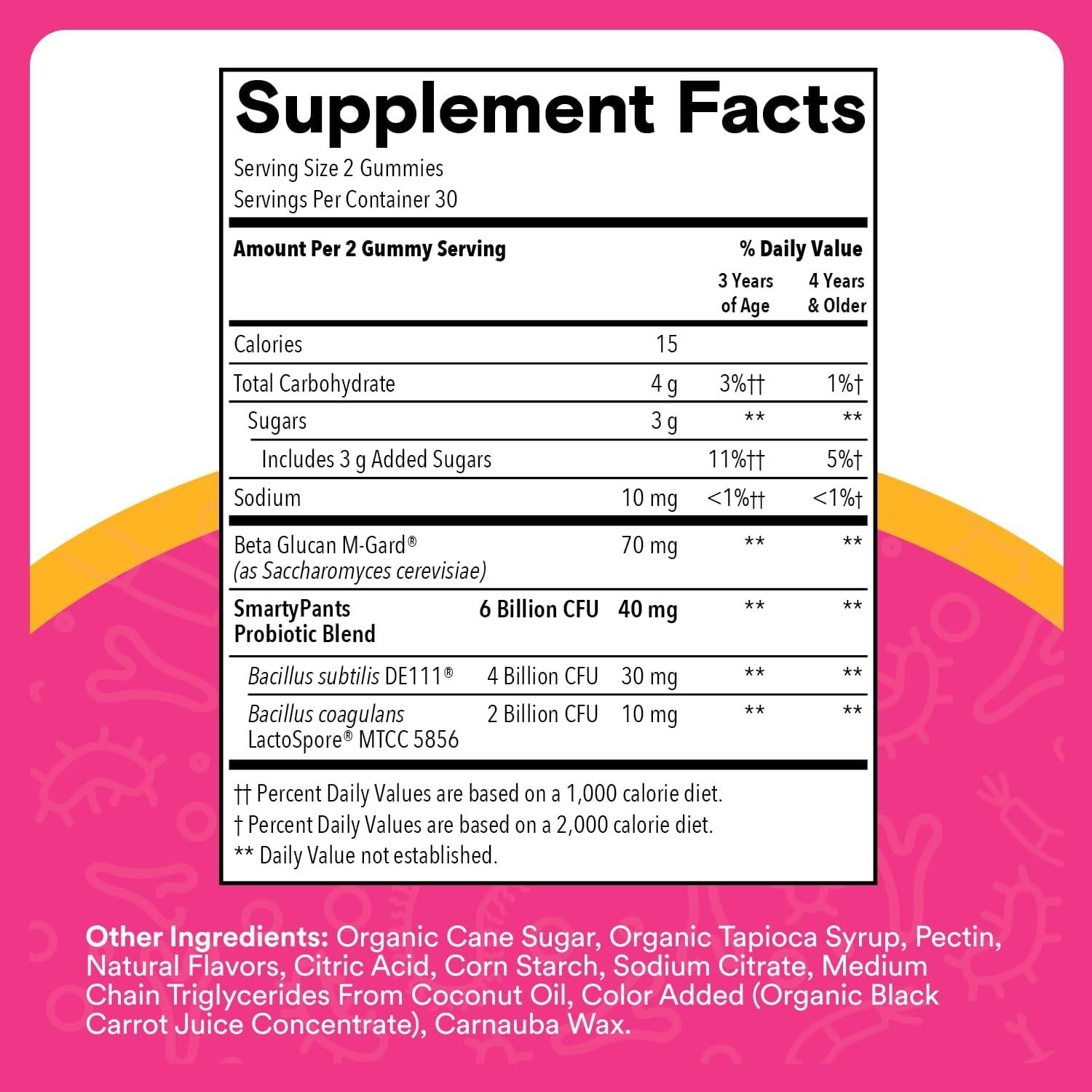 image:imageSmartyPants Kids Probiotic amp Prebiotic Gummies for Digestive Health Gut Health Supplement Clinically Studied Prebiotic for Immune Support Strawberry 60 Count 30 Day Supply60 Count Pack of 1