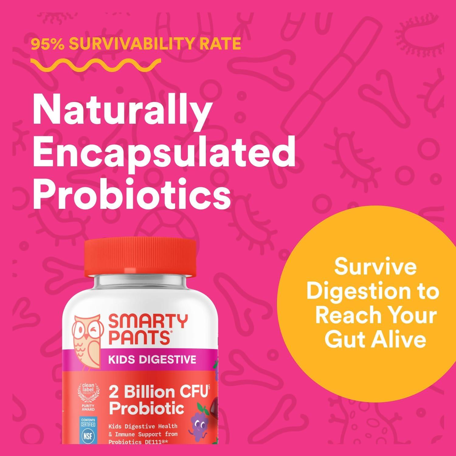 image:imageSmartyPants Kids Probiotic amp Prebiotic Gummies for Digestive Health Gut Health Supplement Clinically Studied Prebiotic for Immune Support Strawberry 60 Count 30 Day Supply1 Count Pack of 1