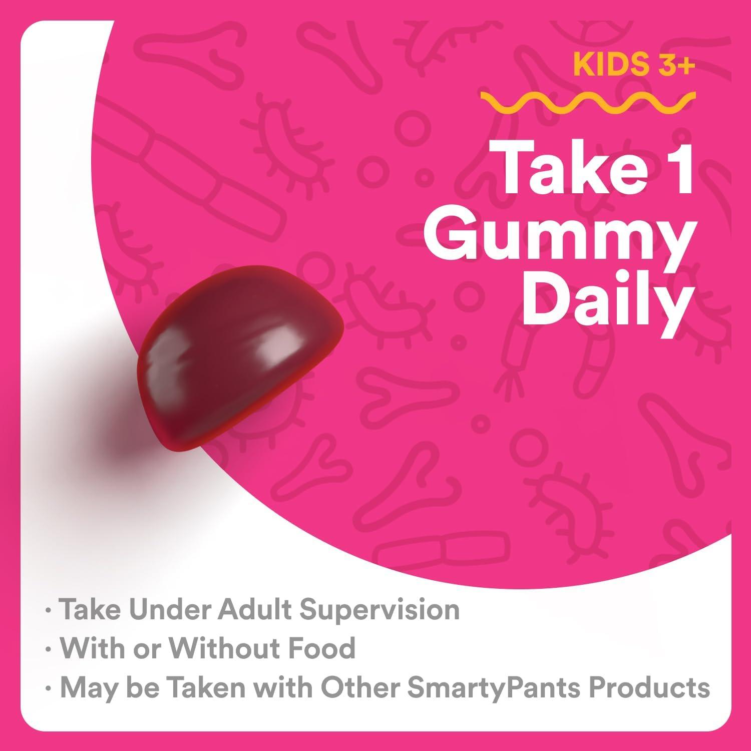 image:imageSmartyPants Kids Probiotic amp Prebiotic Gummies for Digestive Health Gut Health Supplement Clinically Studied Prebiotic for Immune Support Strawberry 60 Count 30 Day Supply1 Count Pack of 1