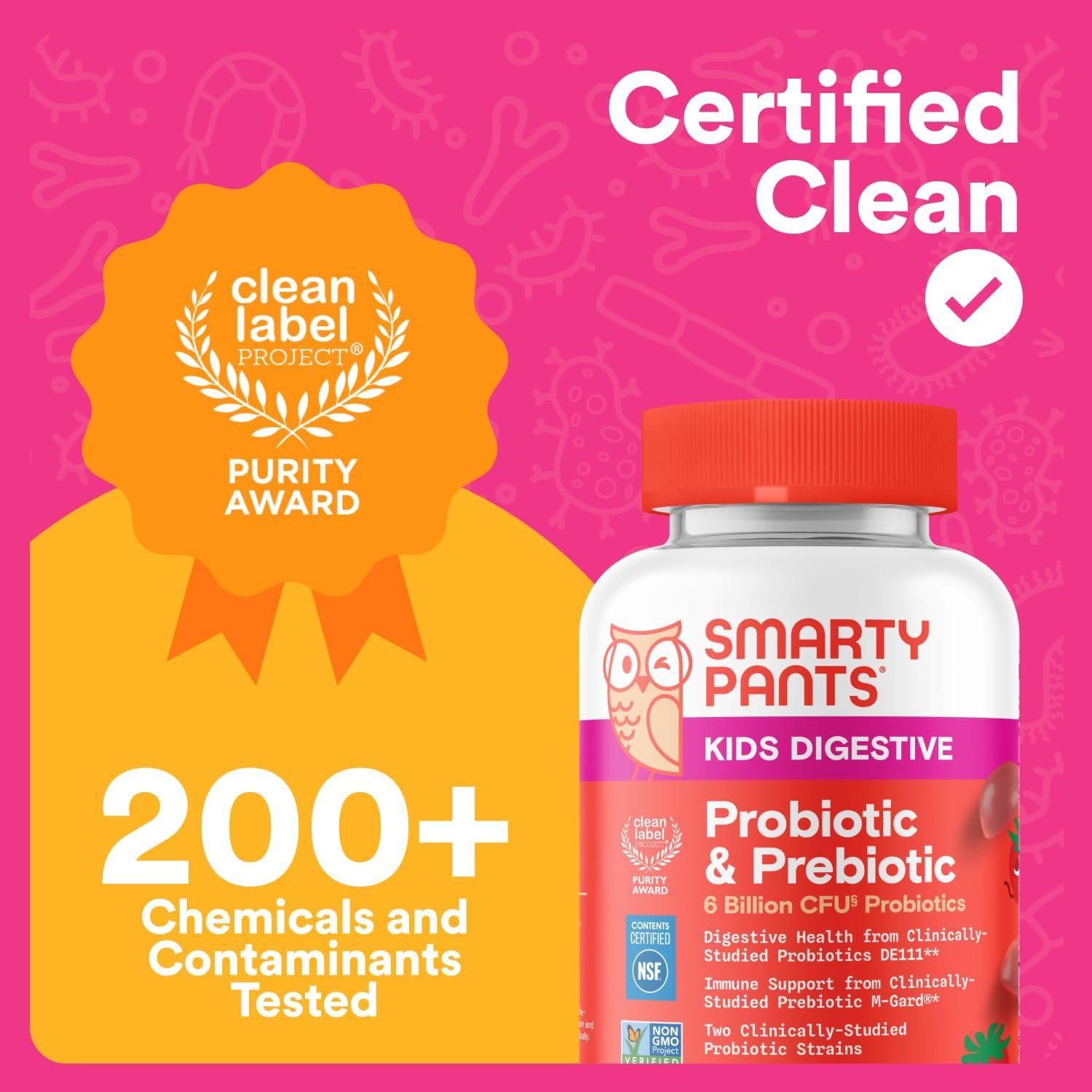 image:imageSmartyPants Kids Probiotic amp Prebiotic Gummies for Digestive Health Gut Health Supplement Clinically Studied Prebiotic for Immune Support Strawberry 60 Count 30 Day Supply1 Count Pack of 1
