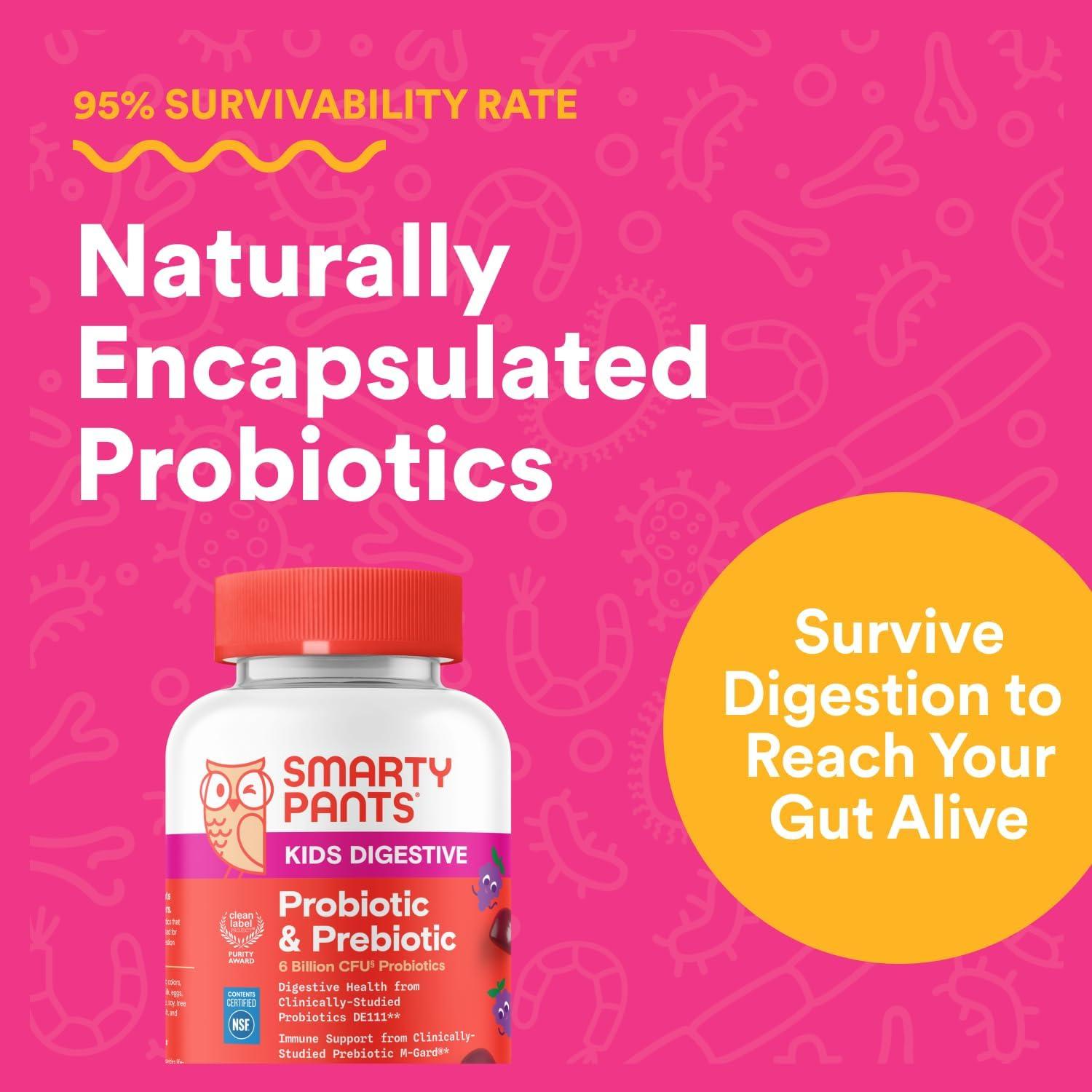 image:imageSmartyPants Kids Probiotic amp Prebiotic Gummies for Digestive Health Gut Health Supplement Clinically Studied Prebiotic for Immune Support Strawberry 60 Count 30 Day Supply60 Count Pack of 1