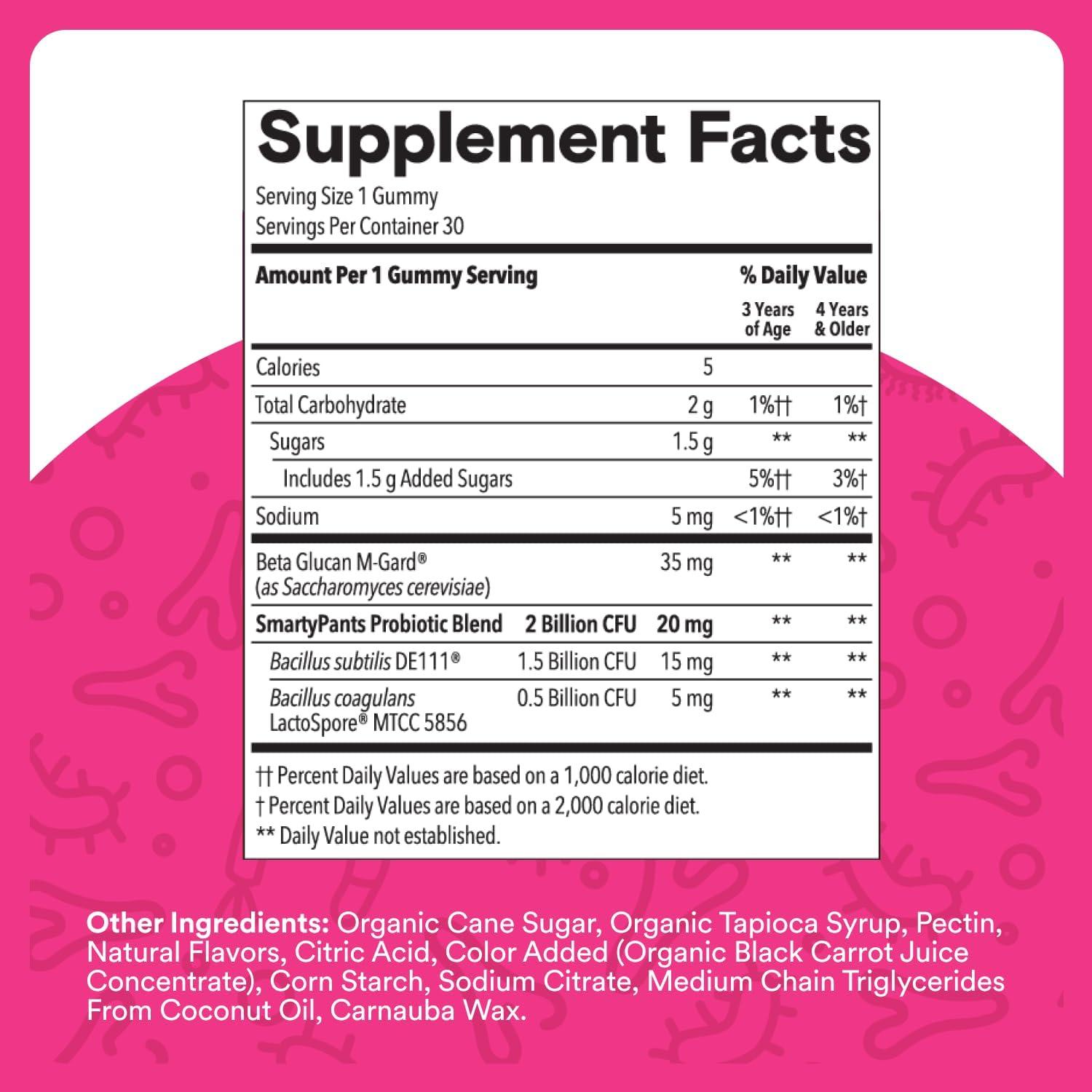 image:imageSmartyPants Kids Probiotic amp Prebiotic Gummies for Digestive Health Gut Health Supplement Clinically Studied Prebiotic for Immune Support Strawberry 60 Count 30 Day Supply1 Count Pack of 1