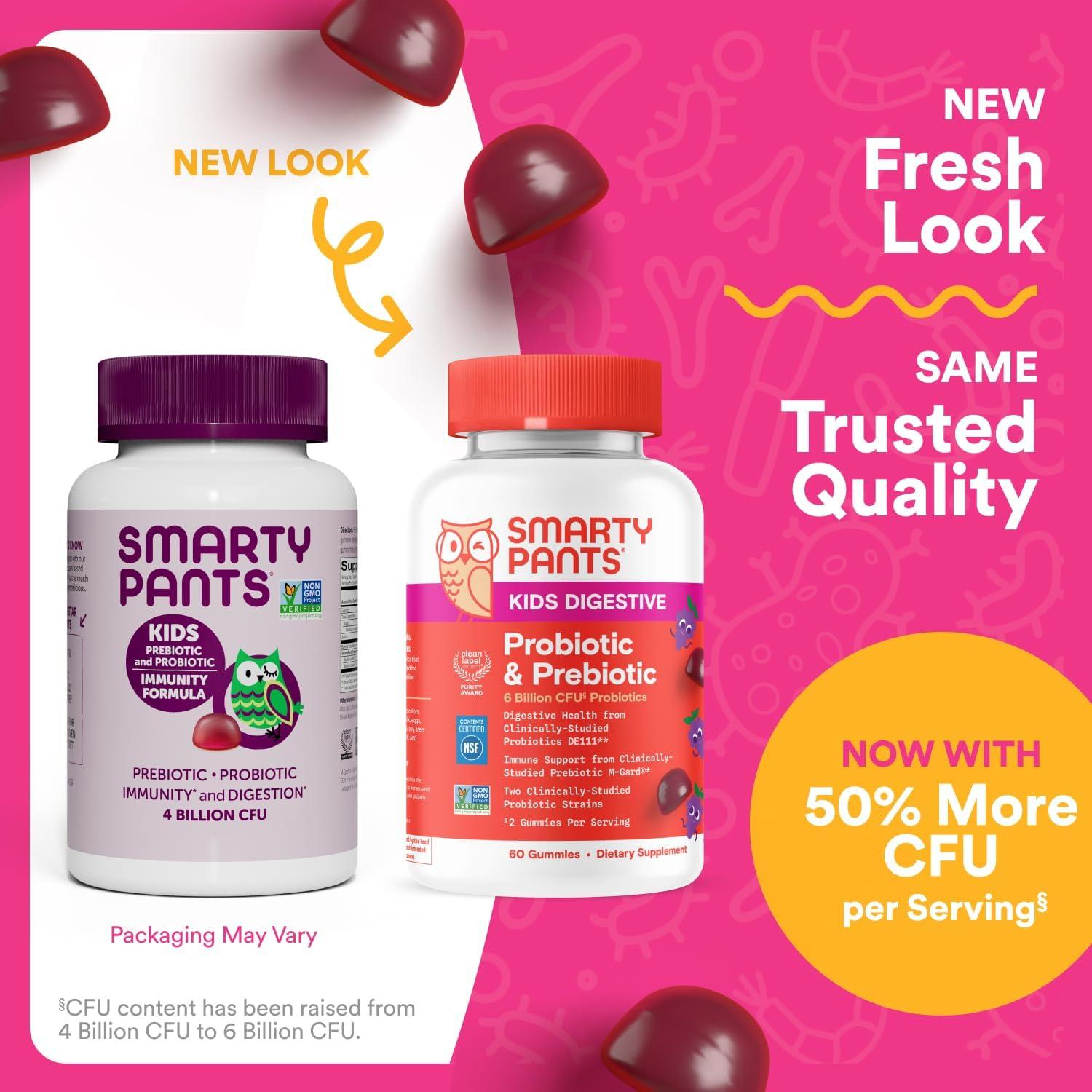 image:imageSmartyPants Kids Probiotic amp Prebiotic Gummies for Digestive Health Gut Health Supplement Clinically Studied Prebiotic for Immune Support Strawberry 60 Count 30 Day Supply60 Count Pack of 1