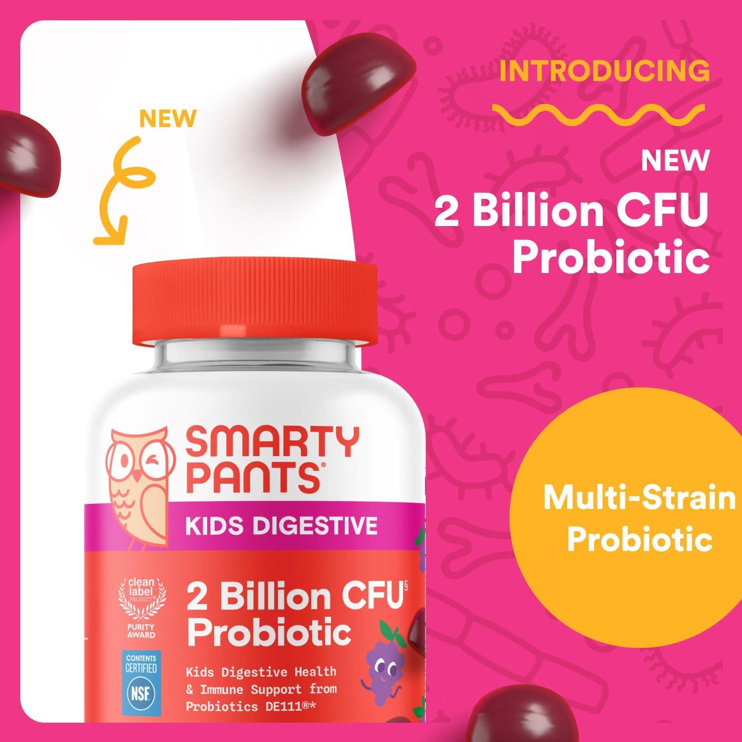 image:imageSmartyPants Kids Probiotic amp Prebiotic Gummies for Digestive Health Gut Health Supplement Clinically Studied Prebiotic for Immune Support Strawberry 60 Count 30 Day Supply1 Count Pack of 1