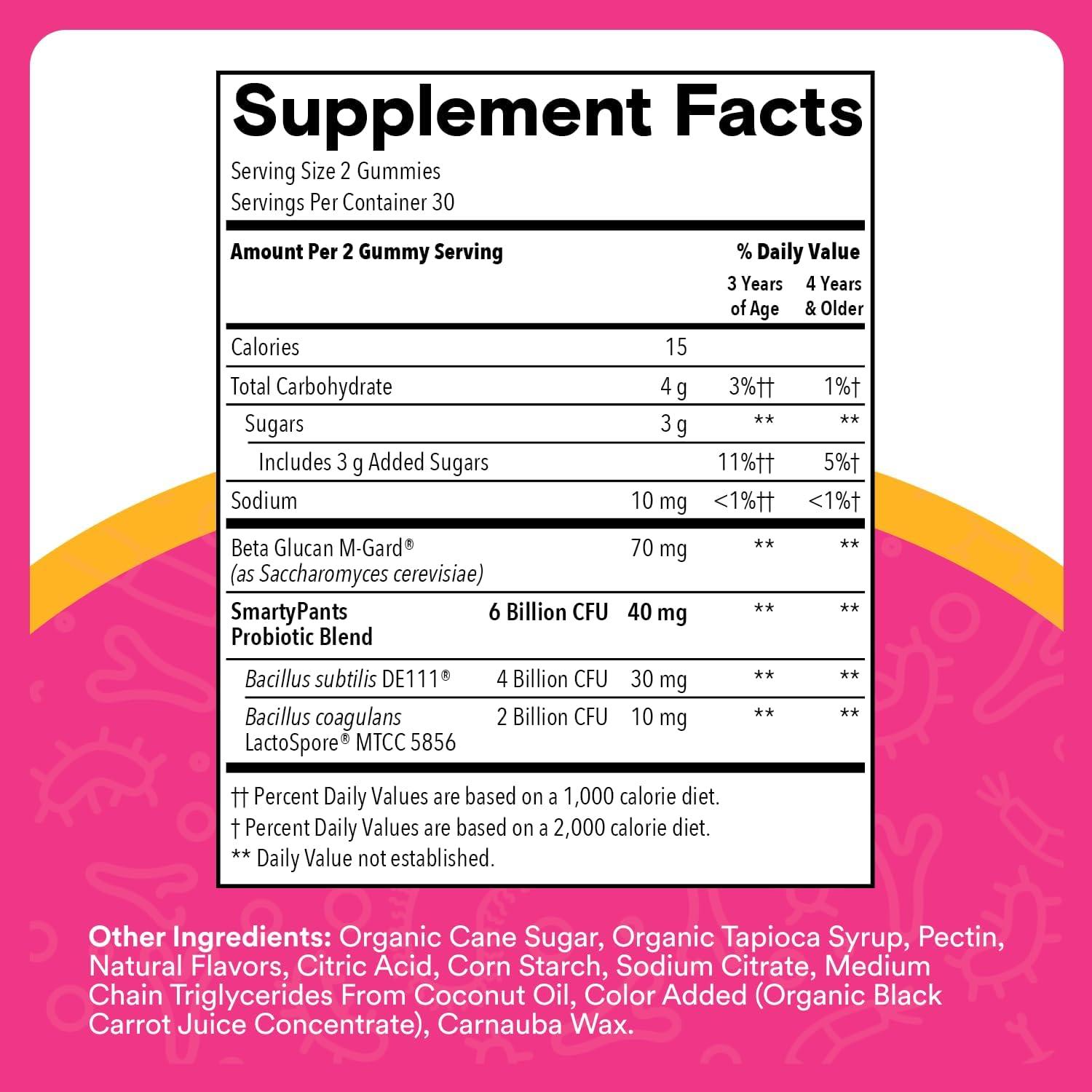 image:imageSmartyPants Kids Probiotic amp Prebiotic Gummies for Digestive Health Gut Health Supplement Clinically Studied Prebiotic for Immune Support Strawberry 60 Count 30 Day Supply1 Count Pack of 1