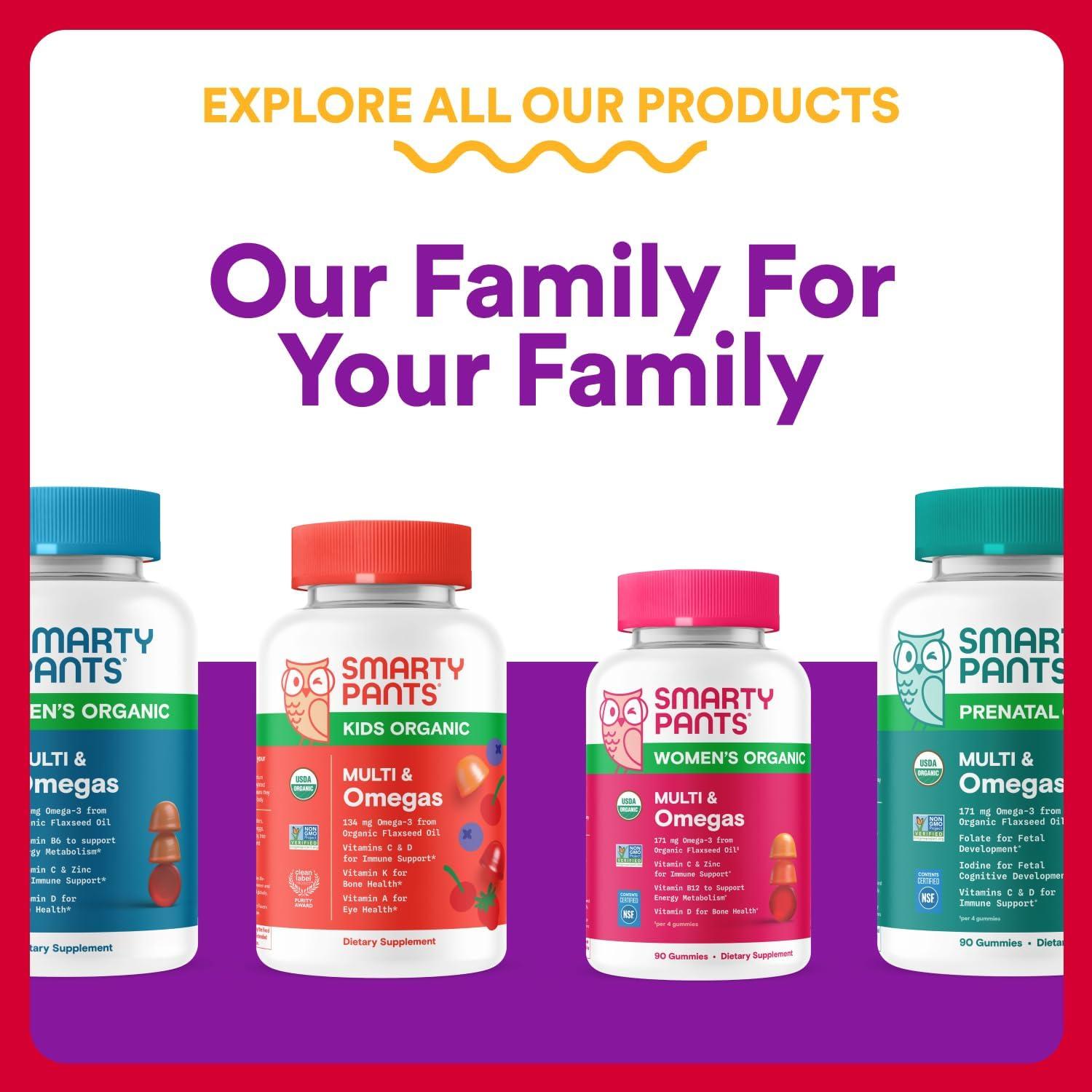 image:imageSmartyPants Organic Toddler Multivitamin Gummies Probiotics Omega 3 ALA Vitamin D3 C Vitamin B12 B6 A K amp Zinc Beta Carotene Gluten Free Three Fruit Flavors 60 Count 30 Day Supply60 Count Pack of 1