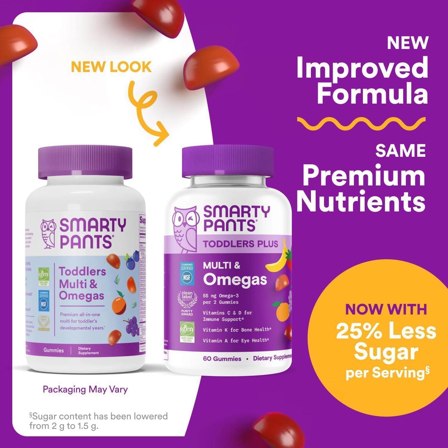 image:imageSmartyPants Toddler Multivitamin Gummies Omega 3 DHAEPA Vitamins D3 C Vitamin B12 B6 A K amp Zinc Biotin Gluten Free Three Fruit Flavors 60 Count 30 Day SupplyNew 30 Day Supply