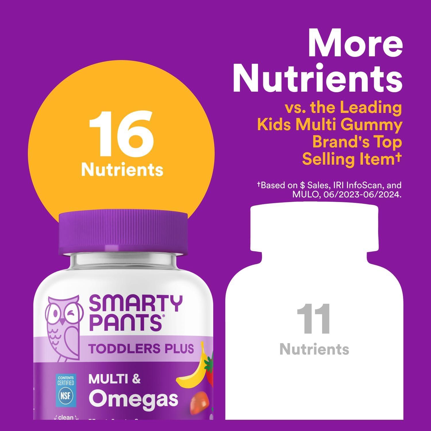 image:imageSmartyPants Toddler Multivitamin Gummies Omega 3 DHAEPA Vitamins D3 C Vitamin B12 B6 A K amp Zinc Biotin Gluten Free Three Fruit Flavors 60 Count 30 Day SupplyNew 30 Day Supply