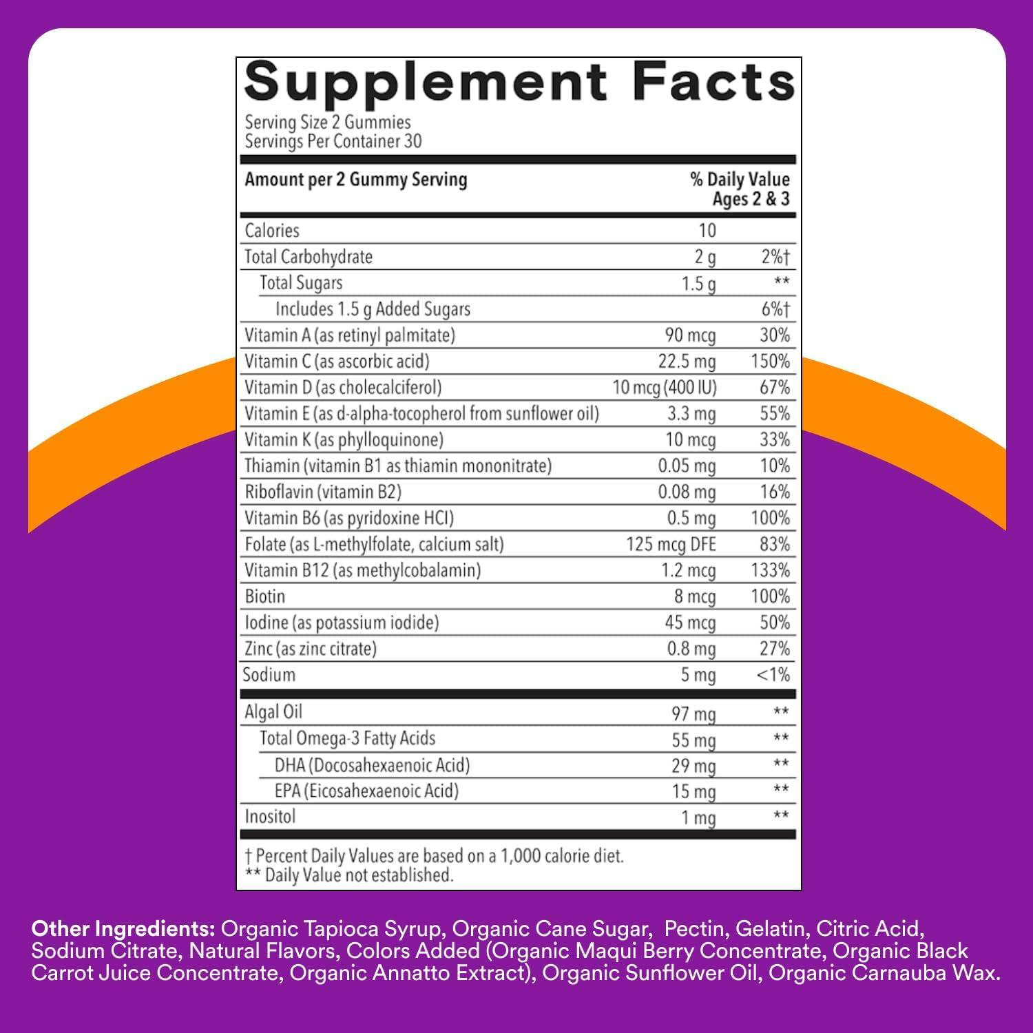 image:imageSmartyPants Toddler Multivitamin Gummies Omega 3 DHAEPA Vitamins D3 C Vitamin B12 B6 A K amp Zinc Biotin Gluten Free Three Fruit Flavors 60 Count 30 Day SupplyNew 30 Day Supply