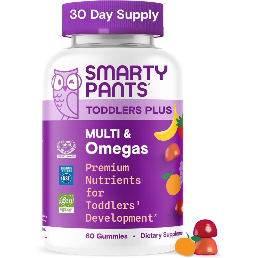 image:imageSmartyPants Toddler Multivitamin Gummies Omega 3 DHAEPA Vitamins D3 C Vitamin B12 B6 A K amp Zinc Biotin Gluten Free Three Fruit Flavors 60 Count 30 Day SupplyNew 30 Day Supply