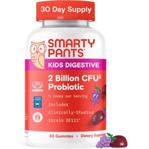 SmartyPants Kids Probiotic & Prebiotic Gummies for Digestive Health: Gut Health Supplement, Clinically Studied Prebiotic for Immune Support, Strawberry, 60 Count (30 Day Supply)(1 Count (Pack of 1))