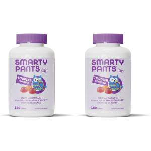 SmartyPants Toddler Multivitamin Gummies, Omega 3 (DHA/EPA), Vitamins D3, C, Vitamin B12, B6, A, K & Zinc, Biotin, Gluten Free, Three Fruit Flavors, 60 Count (30 Day Supply)(Old Formula)