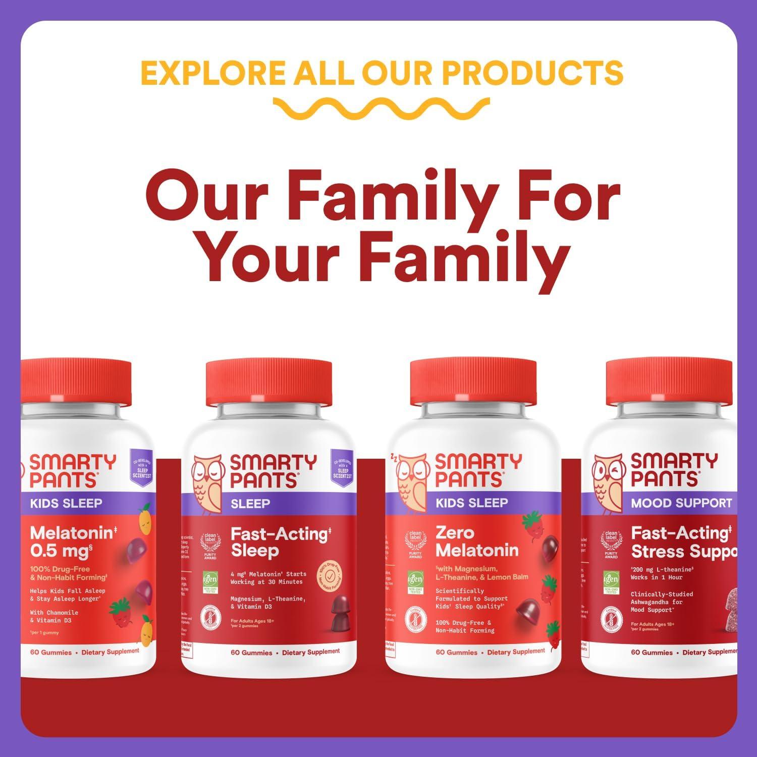 image:imageSmartyPants Adult Sleep Gummies with Melatonin Magnesium amp LTheanine DrugFree NonHabit Forming Sleep Aid FastActing Blueberry BlackBerry Flavor 60 CountAdult Stress Gummies