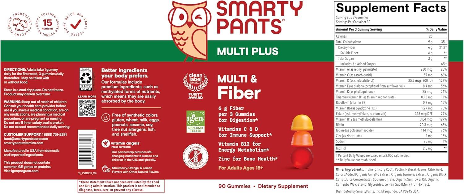 image:imageSmartyPants Adult Sleep Gummies with Melatonin Magnesium amp LTheanine DrugFree NonHabit Forming Sleep Aid FastActing Blueberry BlackBerry Flavor 60 CountAdult Fiber Gummies