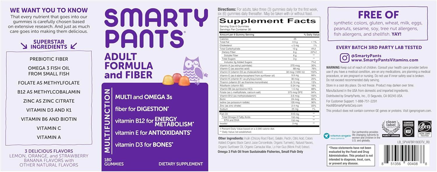 image:imageSmartyPants Adult Sleep Gummies with Melatonin Magnesium amp LTheanine DrugFree NonHabit Forming Sleep Aid FastActing Blueberry BlackBerry Flavor 60 CountOld Formula