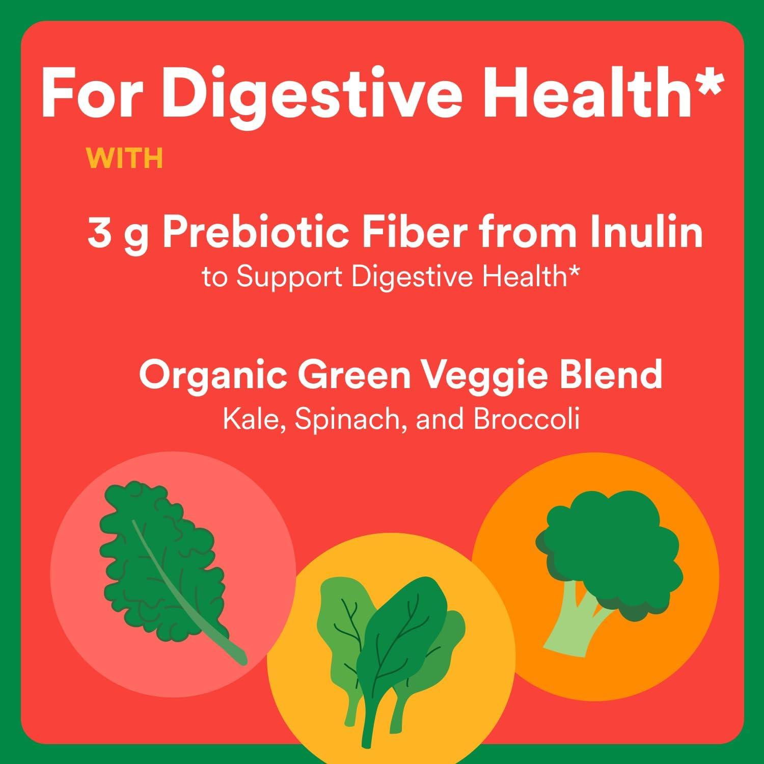 image:imageSmartyPants Kids Fiber amp Veggies Prebiotic Fiber Gummies for Kids Fiber Supplement with Inulin Organic Green Veggie Blend Vegan Gluten Free Mixed Berry Flavor 60 Count 30 Day SupplyFiber Veggies