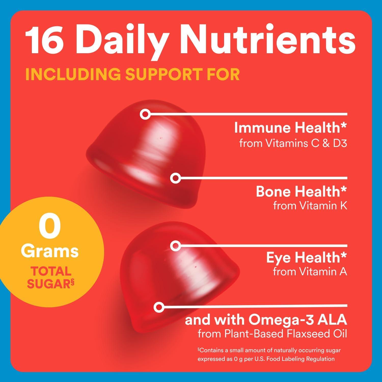 image:imageSmartyPants Kids Zero Sugar Multivitamin Gummies Omega3 Vitamins D C A PlantBased Gluten Free Strawberry Banana Flavor 60 Count 30 Day SupplyZero Sugar