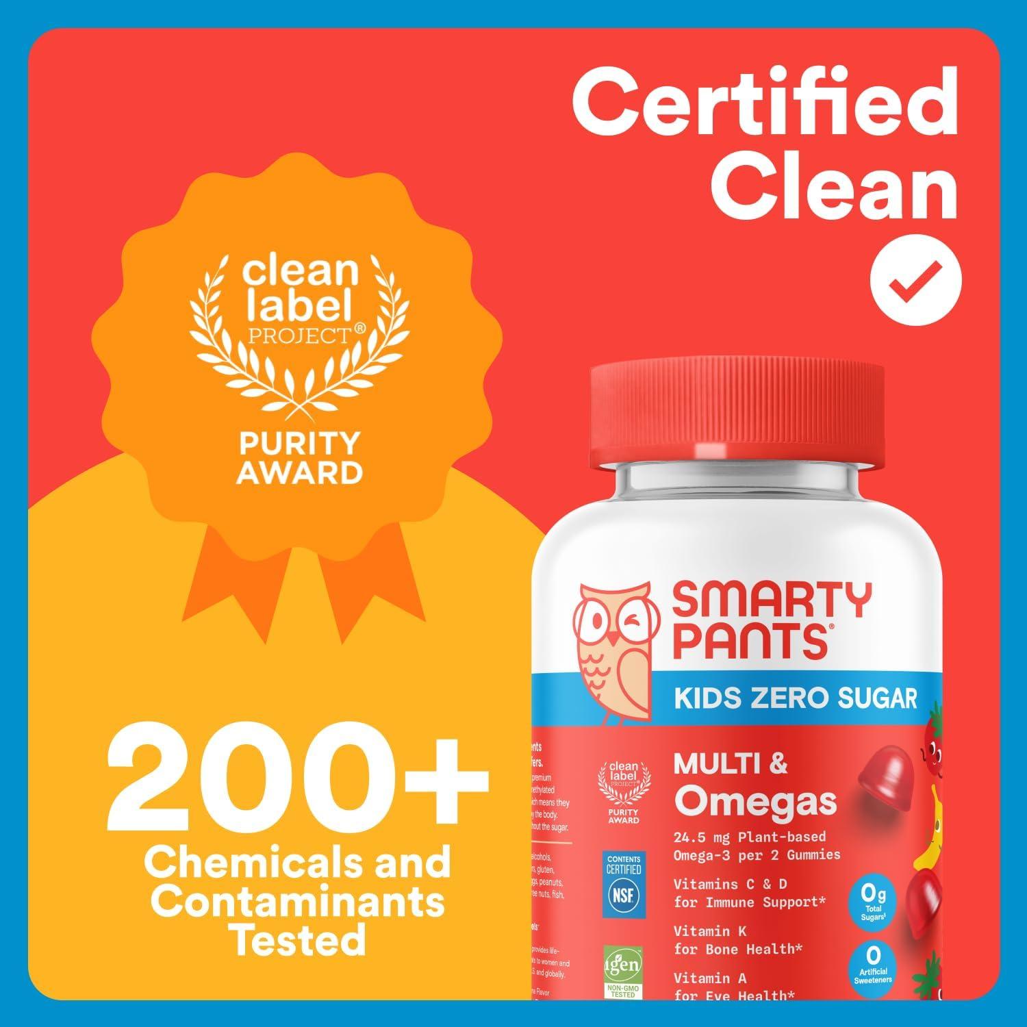 image:imageSmartyPants Kids Zero Sugar Multivitamin Gummies Omega3 Vitamins D C A PlantBased Gluten Free Strawberry Banana Flavor 60 Count 30 Day SupplyZero Sugar