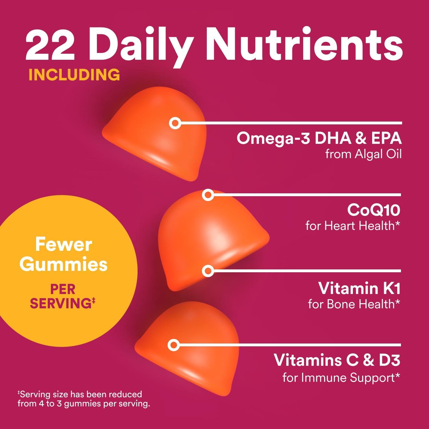 image:imageSmartyPants Multivitamin Gummy for Women 50 and Over Omega 3 DHAEPA Methylfolate CoQ10 Vitamin D3 C Vitamin B12 B6 A K Biotin Gluten Free 90 Count 30 Day Supply1 Count Pack of 1
