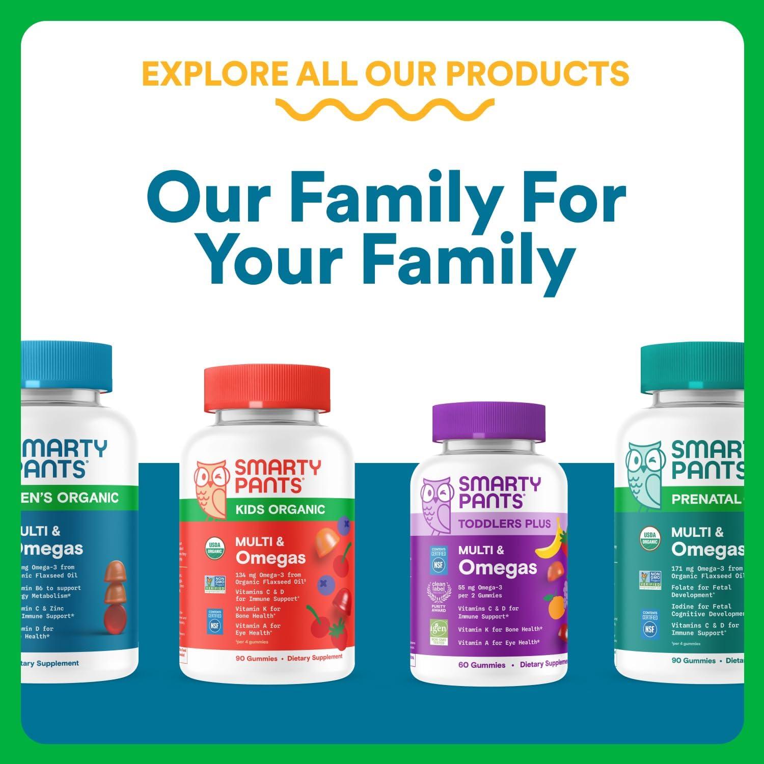 image:imageSmartyPants Multivitamin for Men Organic Gummies Methylfolate Omega 3 ALA Vitamin D3 C Vitamin B12 B6 A K amp Zinc for Immune Support Biotin Vegetarian 120 Gummies 30 Day SupplyOrganic Mixed Fruit