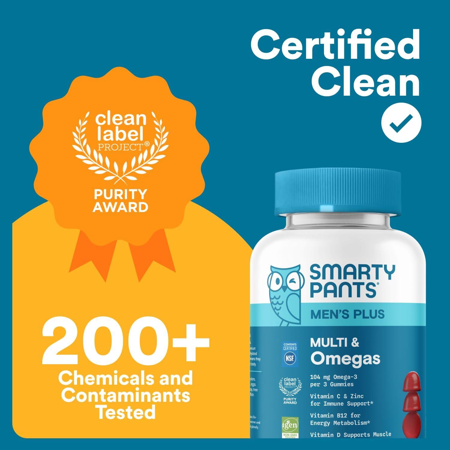 image:imageSmartyPants Multivitamin for Men Organic Gummies Methylfolate Omega 3 ALA Vitamin D3 C Vitamin B12 B6 A K amp Zinc for Immune Support Biotin Vegetarian 120 Gummies 30 Day SupplyMixed Fruit