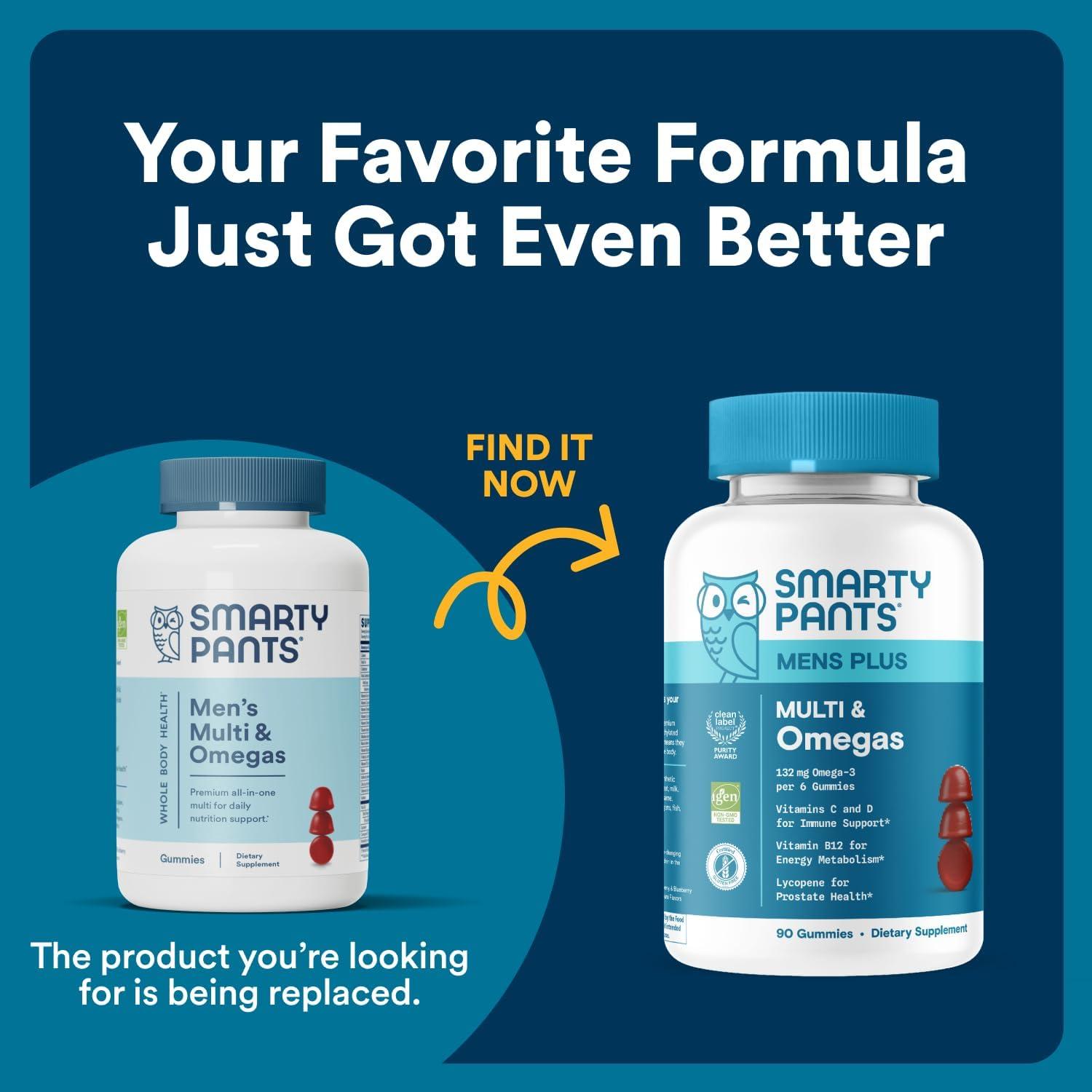 image:imageSmartyPants Multivitamin for Men Organic Gummies Methylfolate Omega 3 ALA Vitamin D3 C Vitamin B12 B6 A K amp Zinc for Immune Support Biotin Vegetarian 120 Gummies 30 Day SupplyMixed Fruit