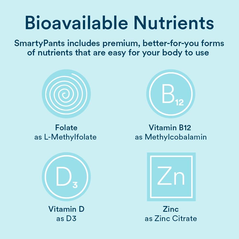 image:imageSmartyPants Multivitamin for Men Organic Gummies Methylfolate Omega 3 ALA Vitamin D3 C Vitamin B12 B6 A K amp Zinc for Immune Support Biotin Vegetarian 120 Gummies 30 Day SupplyMixed Fruit