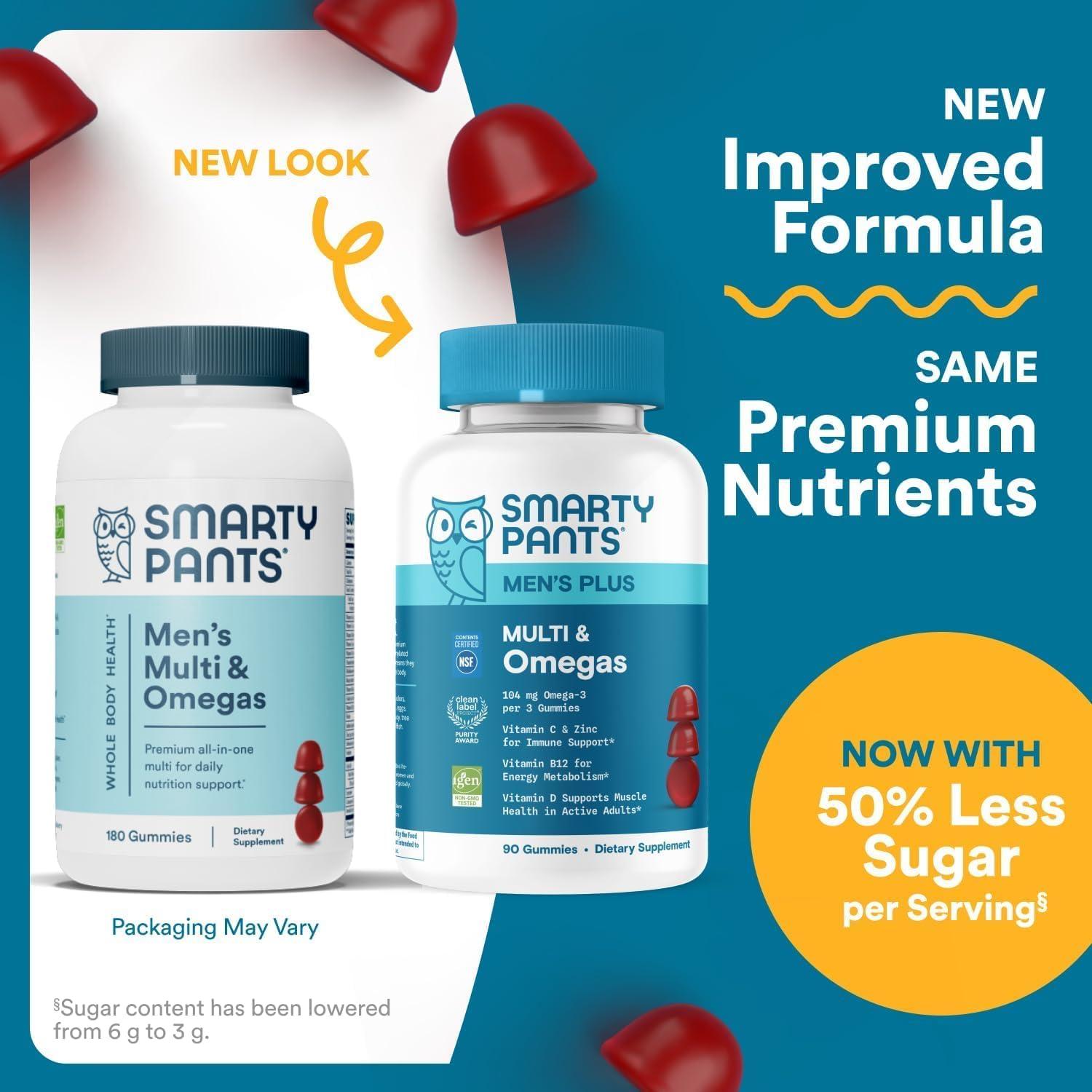 image:imageSmartyPants Multivitamin for Men Organic Gummies Methylfolate Omega 3 ALA Vitamin D3 C Vitamin B12 B6 A K amp Zinc for Immune Support Biotin Vegetarian 120 Gummies 30 Day SupplyMixed Fruit
