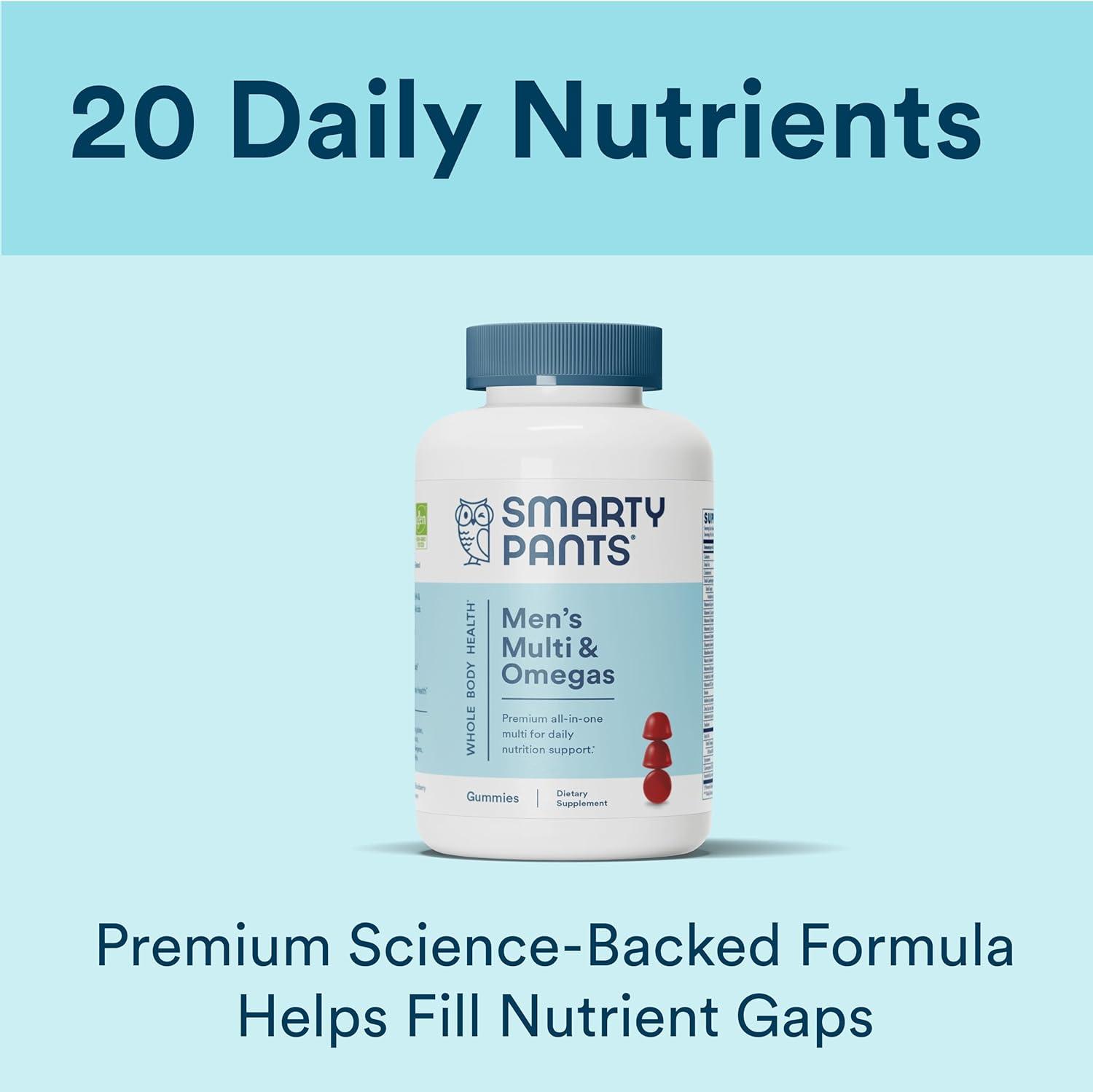 image:imageSmartyPants Multivitamin for Men Organic Gummies Methylfolate Omega 3 ALA Vitamin D3 C Vitamin B12 B6 A K amp Zinc for Immune Support Biotin Vegetarian 120 Gummies 30 Day SupplyMixed Fruit