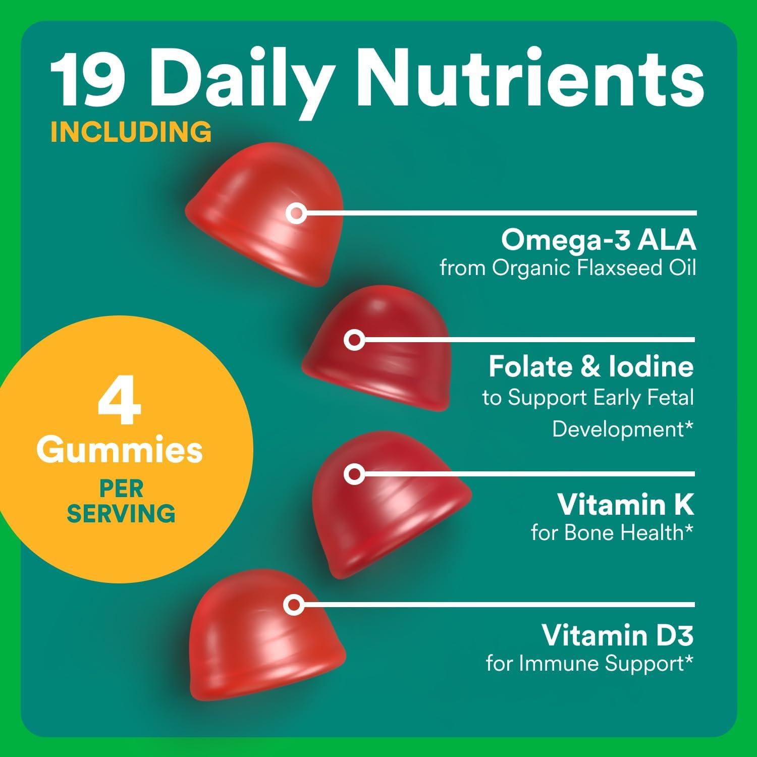 image:imageSmartyPants Organic Prenatal Vitamins for Women Multivitamin Gummies Probiotics Biotin Methylfolate Omega 3 ALA Vitamin D3 C Vitamin B12 B6 A K2 amp Zinc Choline 120 Count 30 Day Supply1 Count Pack of 1