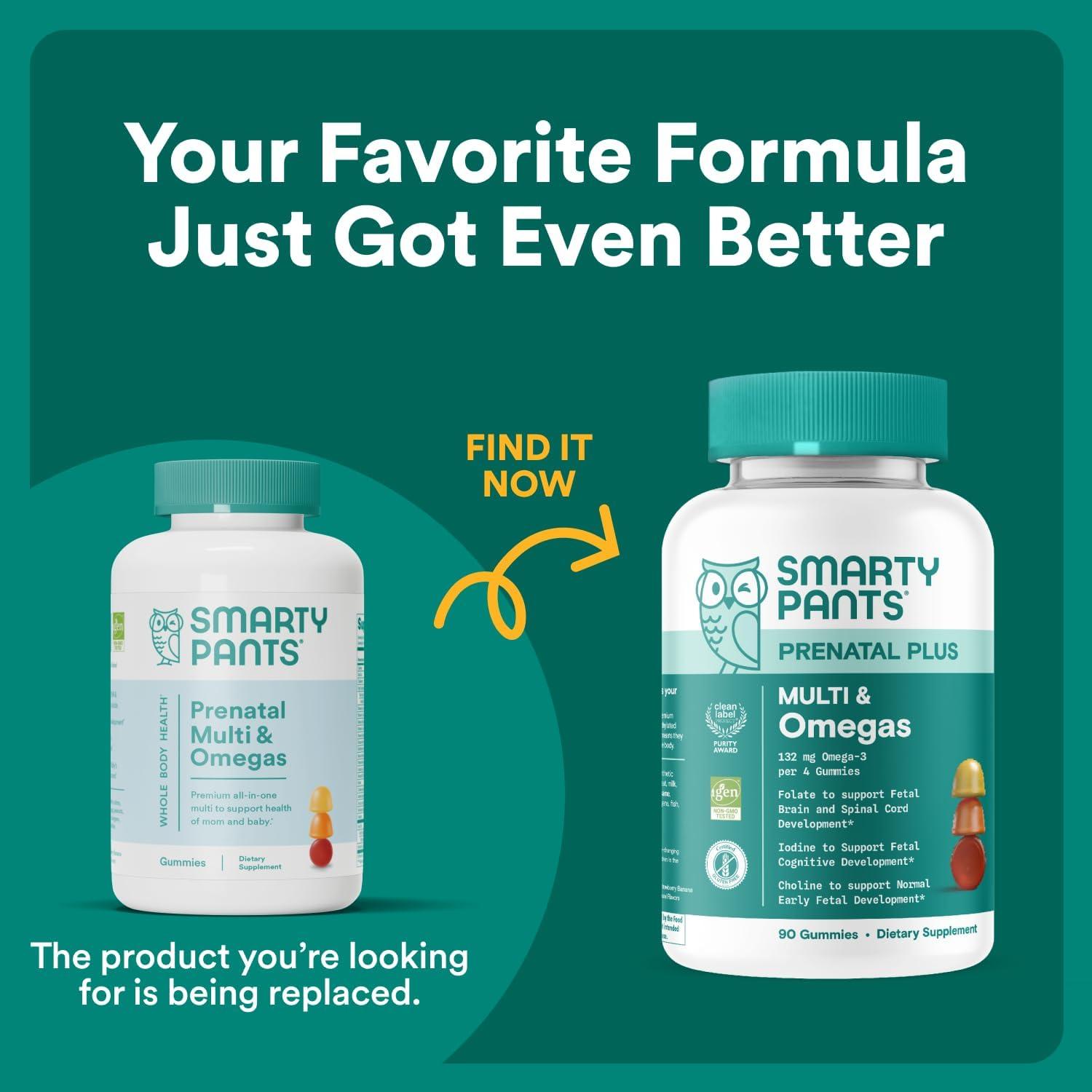 image:imageSmartyPants Prenatal Multivitamin Gummies Omega 3 DHAEPA Methylfolate Biotin Vitamin D3 C Vitamin B12 B6 Vitamin A K amp Zinc Gluten Free 120 Count 40 Day SupplyOld 30 Day Supply