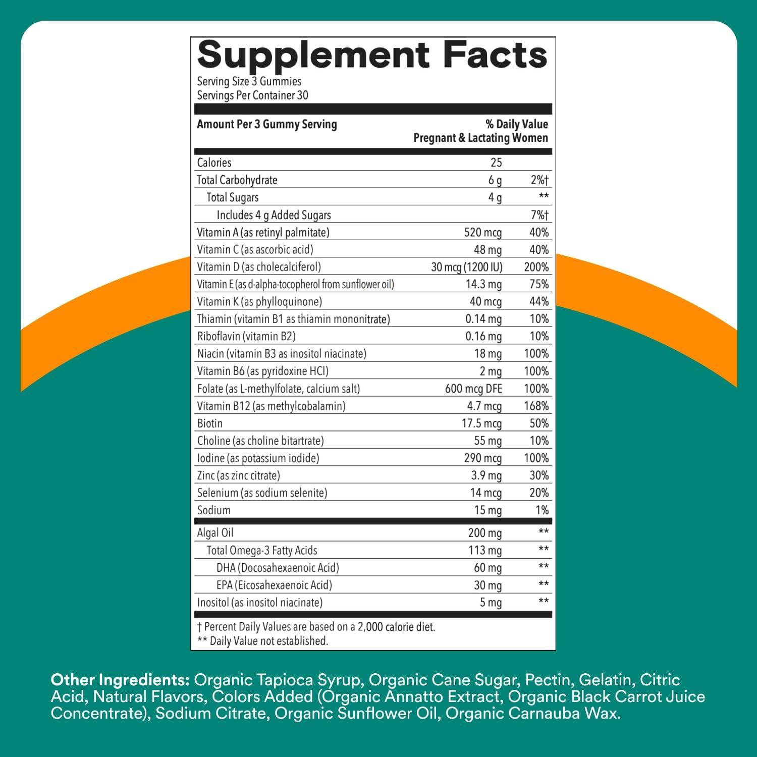 image:imageSmartyPants Prenatal Multivitamin Gummies Omega 3 DHAEPA Methylfolate Biotin Vitamin D3 C Vitamin B12 B6 Vitamin A K amp Zinc Gluten Free 120 Count 40 Day SupplyNew 30 Day Supply