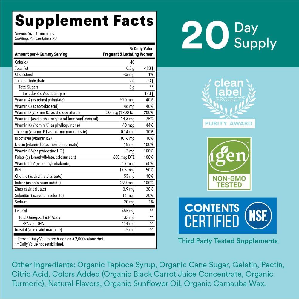 image:imageSmartyPants Prenatal Multivitamin Gummies Omega 3 DHAEPA Methylfolate Biotin Vitamin D3 C Vitamin B12 B6 Vitamin A K amp Zinc Gluten Free 120 Count 40 Day SupplyOld 20 Day Supply