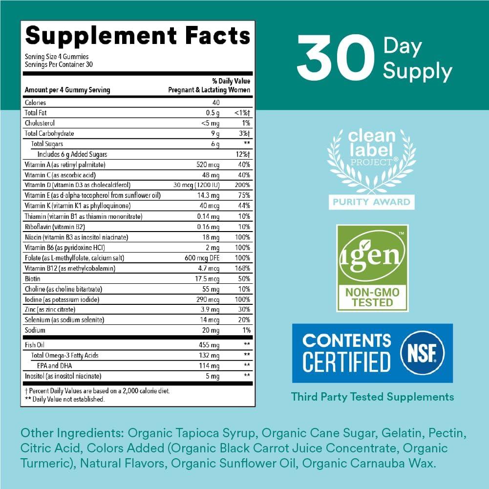 image:imageSmartyPants Prenatal Multivitamin Gummies Omega 3 DHAEPA Methylfolate Biotin Vitamin D3 C Vitamin B12 B6 Vitamin A K amp Zinc Gluten Free 120 Count 40 Day SupplyOld 30 Day Supply
