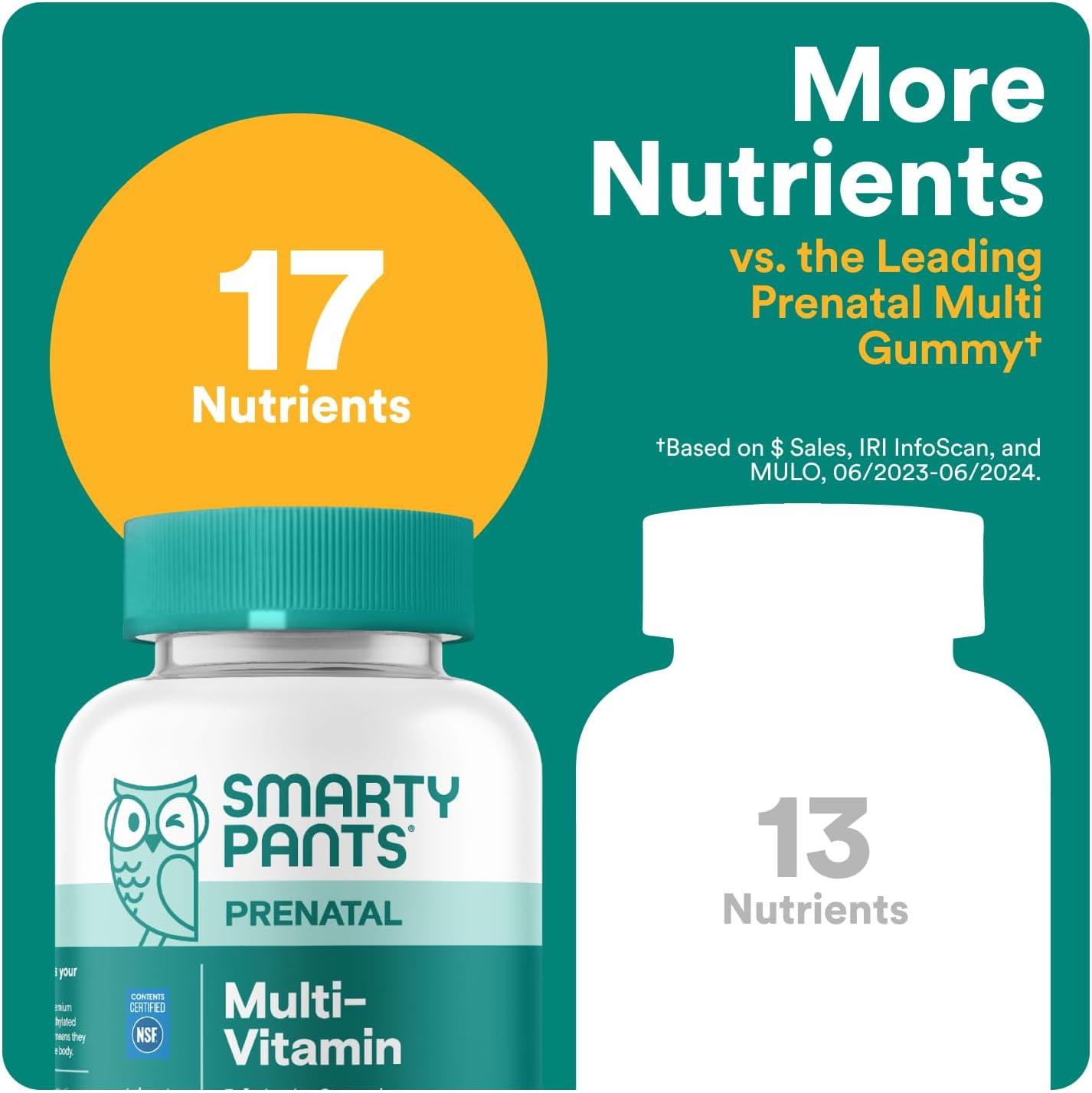 image:imageSmartyPants Prenatal Vitamins for Women Multivitamin Gummies Pre and Postnatal Vitamins Biotin Methylfolate Vitamin D3 C Vitamin B12 B6 A K amp Zinc Inositol 60 Count 30 Day Supply60 Count Pack of 2
