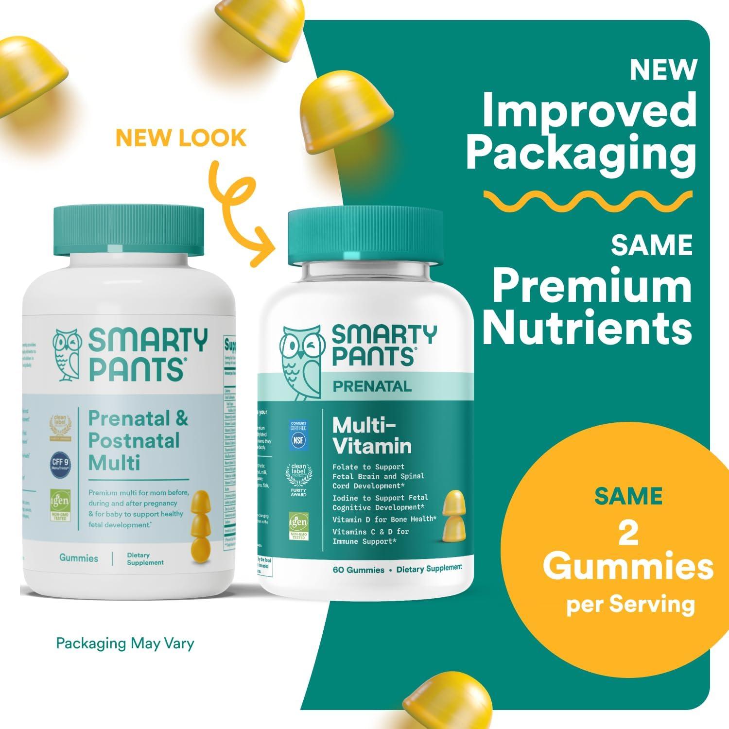 image:imageSmartyPants Prenatal Vitamins for Women Multivitamin Gummies Pre and Postnatal Vitamins Biotin Methylfolate Vitamin D3 C Vitamin B12 B6 A K amp Zinc Inositol 60 Count 30 Day Supply60 Count Pack of 2
