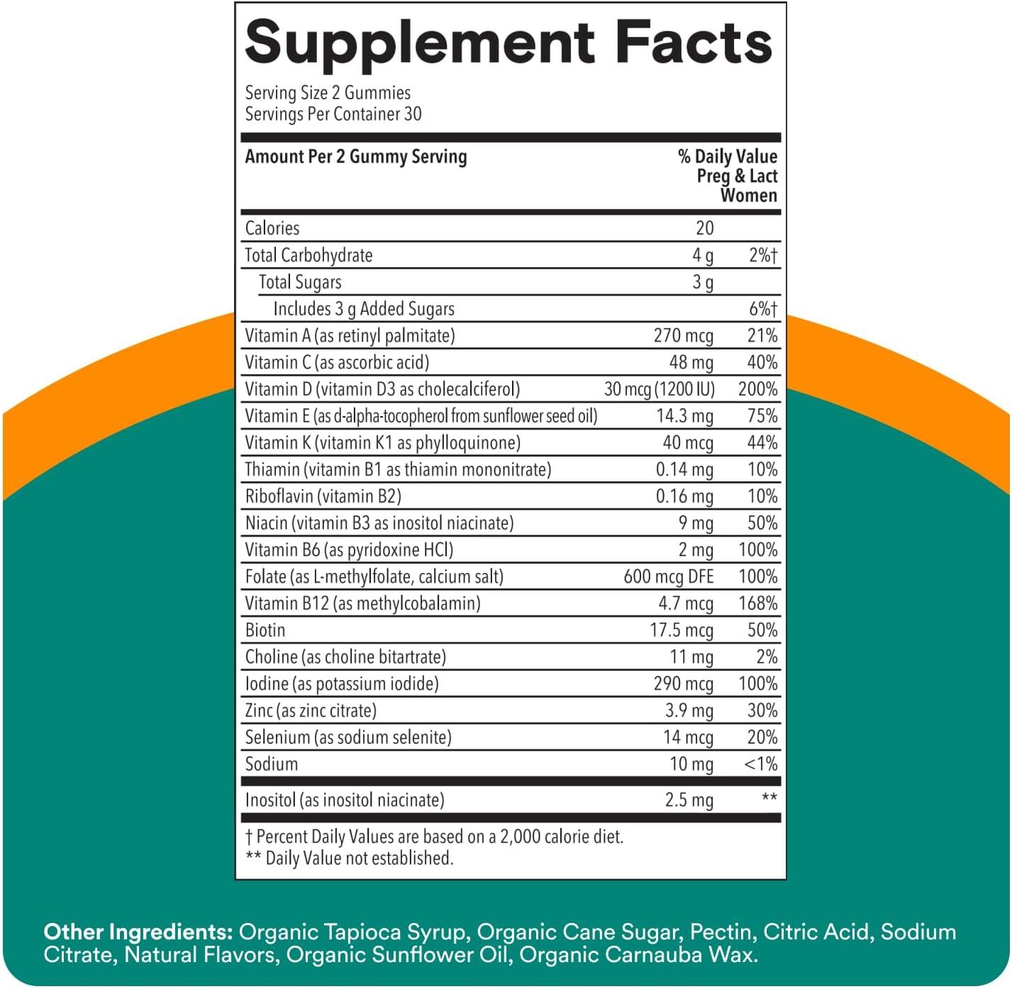 image:imageSmartyPants Prenatal Vitamins for Women Multivitamin Gummies Pre and Postnatal Vitamins Biotin Methylfolate Vitamin D3 C Vitamin B12 B6 A K amp Zinc Inositol 60 Count 30 Day Supply1 Count Pack of 1