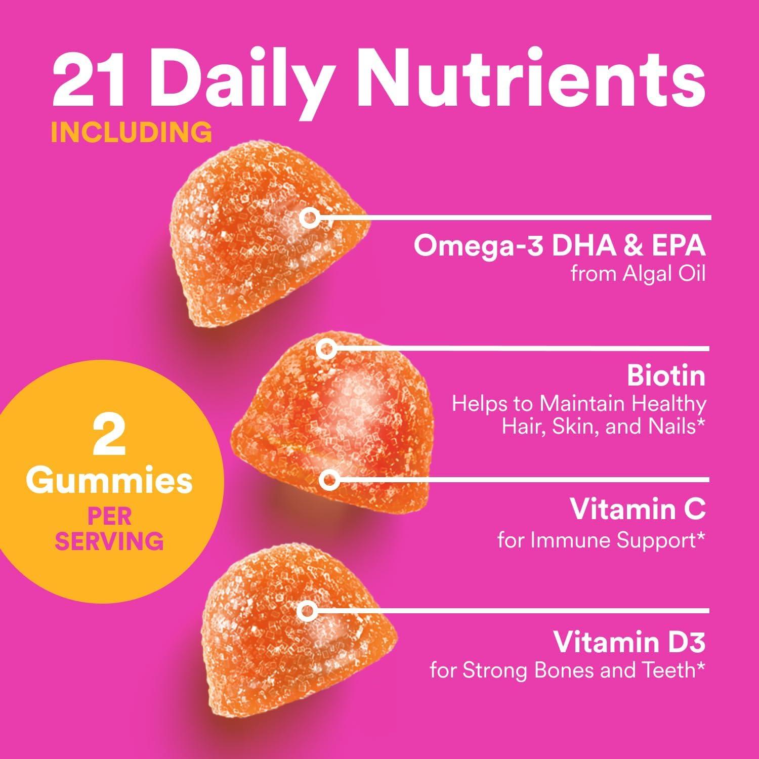 image:imageSmartyPants Teen Girl Multivitamin Gummies Omega 3 DHAEPA Vitamin C D3 B12 Vitamin A K amp Zinc Biotin to Support Hair Skin amp Nails Gluten Free 60 Count 30 Day Supply1 Count Pack of 1