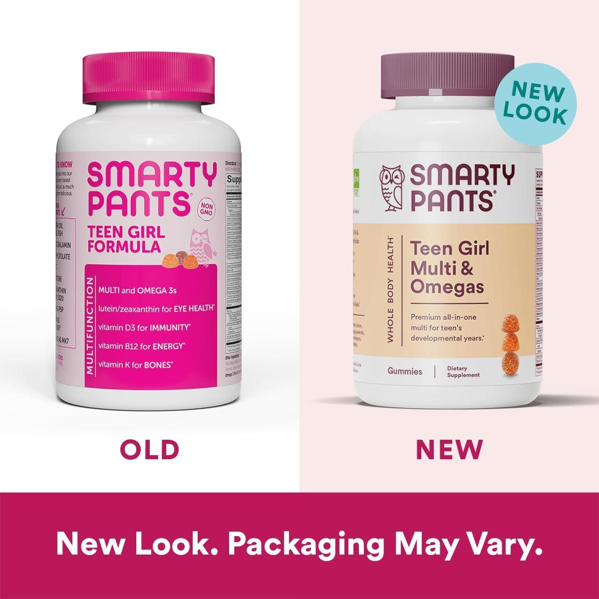 image:imageSmartyPants Teen Girl Multivitamin Gummies Omega 3 DHAEPA Vitamin C D3 B12 Vitamin A K amp Zinc Biotin to Support Hair Skin amp Nails Gluten Free 60 Count 30 Day Supply120 Count Pack of 2