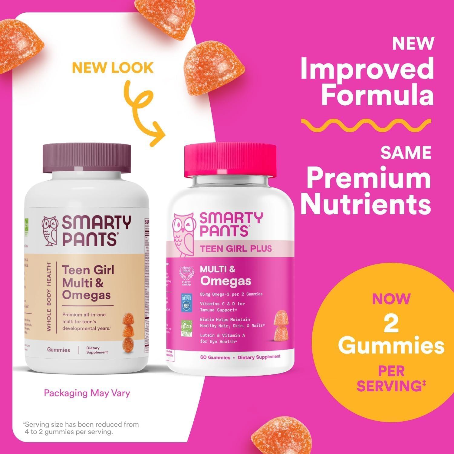 image:imageSmartyPants Teen Girl Multivitamin Gummies Omega 3 DHAEPA Vitamin C D3 B12 Vitamin A K amp Zinc Biotin to Support Hair Skin amp Nails Gluten Free 60 Count 30 Day Supply1 Count Pack of 1