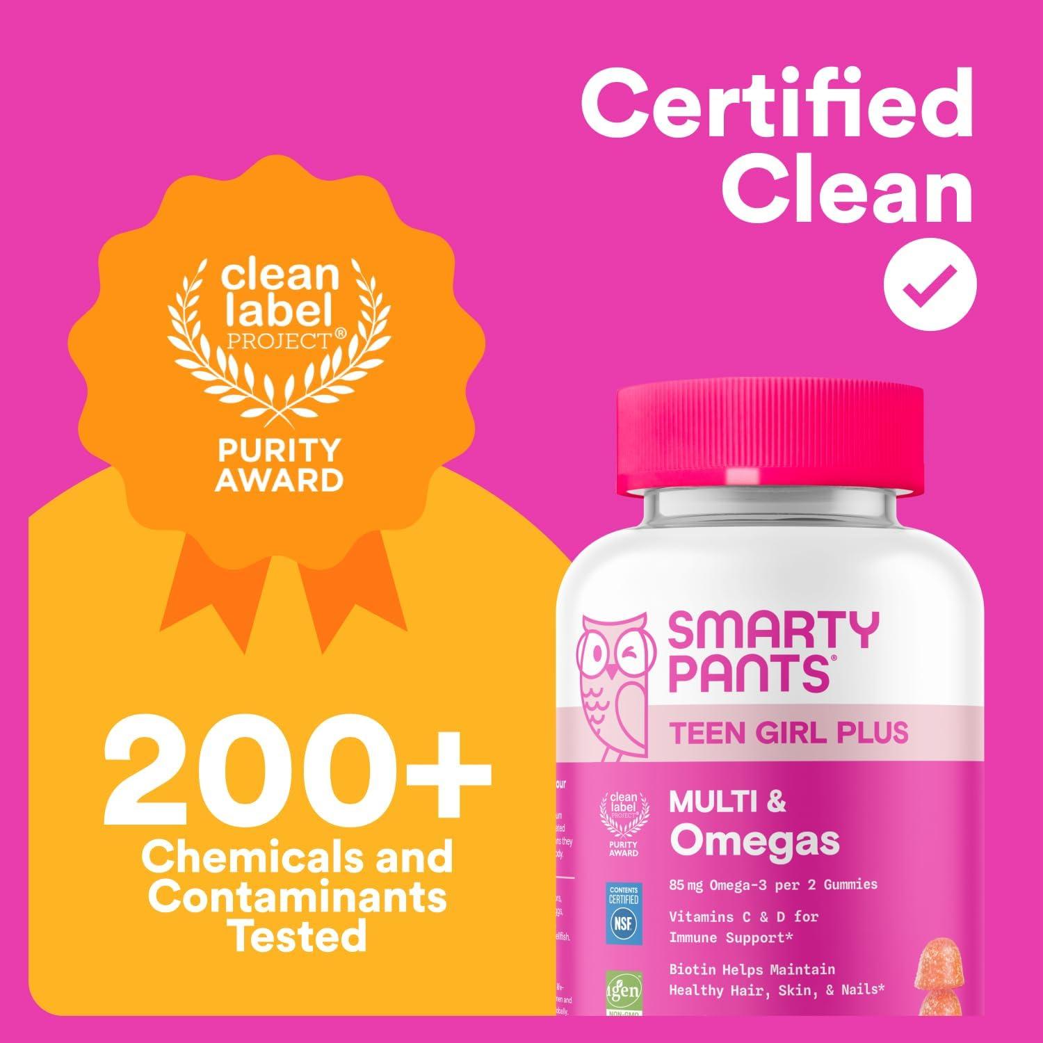 image:imageSmartyPants Teen Girl Multivitamin Gummies Omega 3 DHAEPA Vitamin C D3 B12 Vitamin A K amp Zinc Biotin to Support Hair Skin amp Nails Gluten Free 60 Count 30 Day Supply1 Count Pack of 1