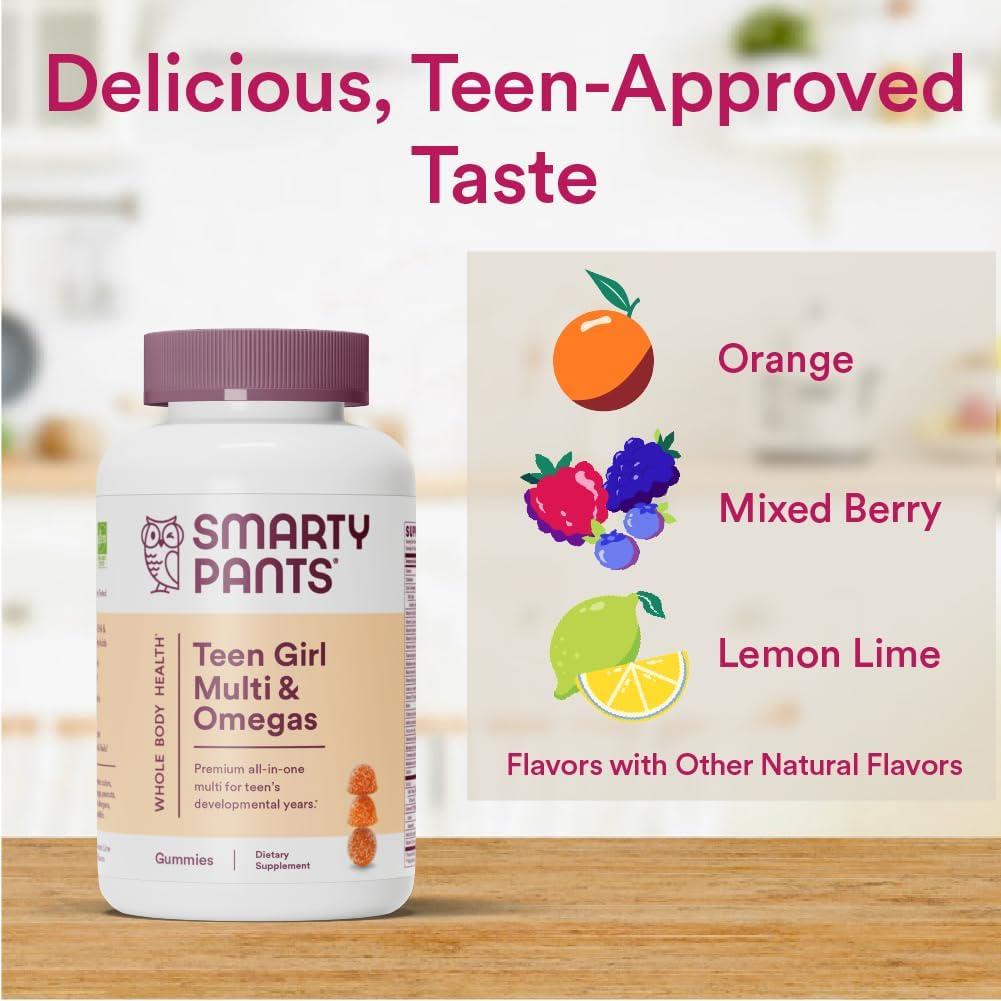 image:imageSmartyPants Teen Girl Multivitamin Gummies Omega 3 DHAEPA Vitamin C D3 B12 Vitamin A K amp Zinc Biotin to Support Hair Skin amp Nails Gluten Free 60 Count 30 Day Supply120 Count Pack of 1