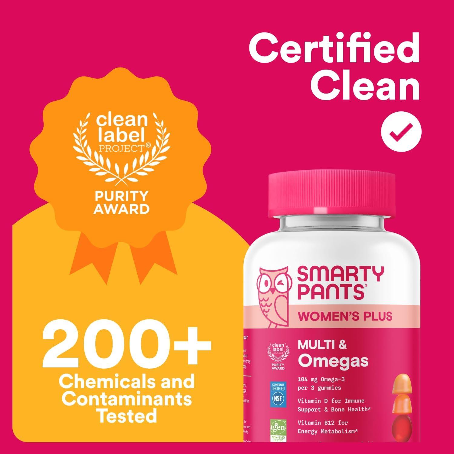 image:imageSmartyPants Womens Multivitamin Gummies Omega 3 DHAEPA Methylfolate CoQ10 Vitamin D3 C B12 B6 A K Zinc Three Fruit Flavors 90 Count 30 Day SupplyNew 30 Day Supply